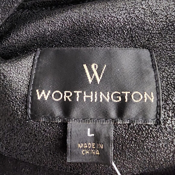 Worthington Black Faux Suede Cardigan Jacket Size L - Picture 6 of 8